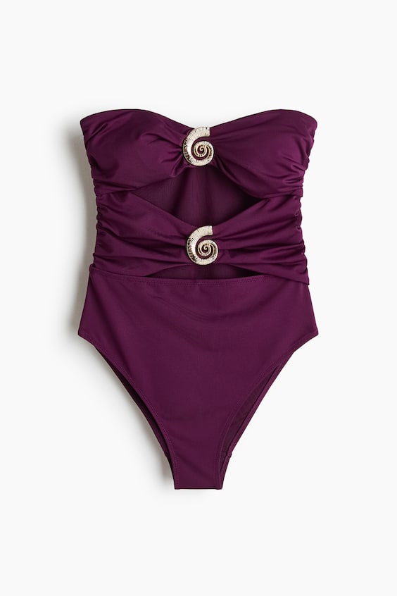 Женские купальники H&M Padded-Cup High-Leg Bandeau Swimsuit