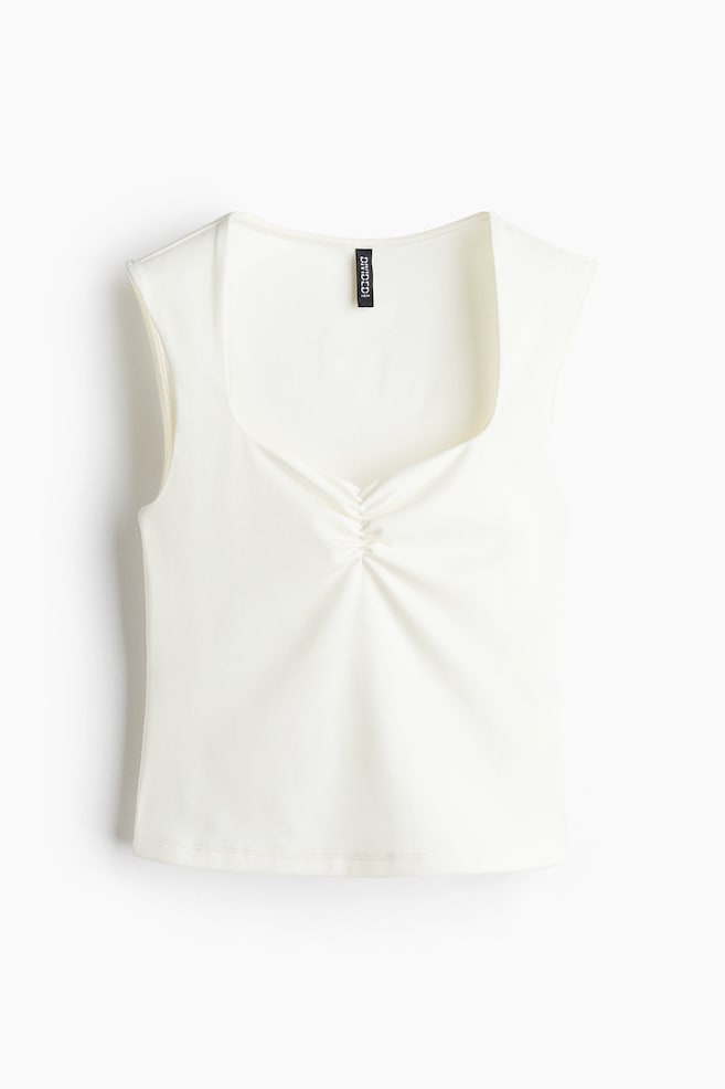 Gathered Sleeveless Top - White/Plum purple/Black/Light pink/Brown - 1