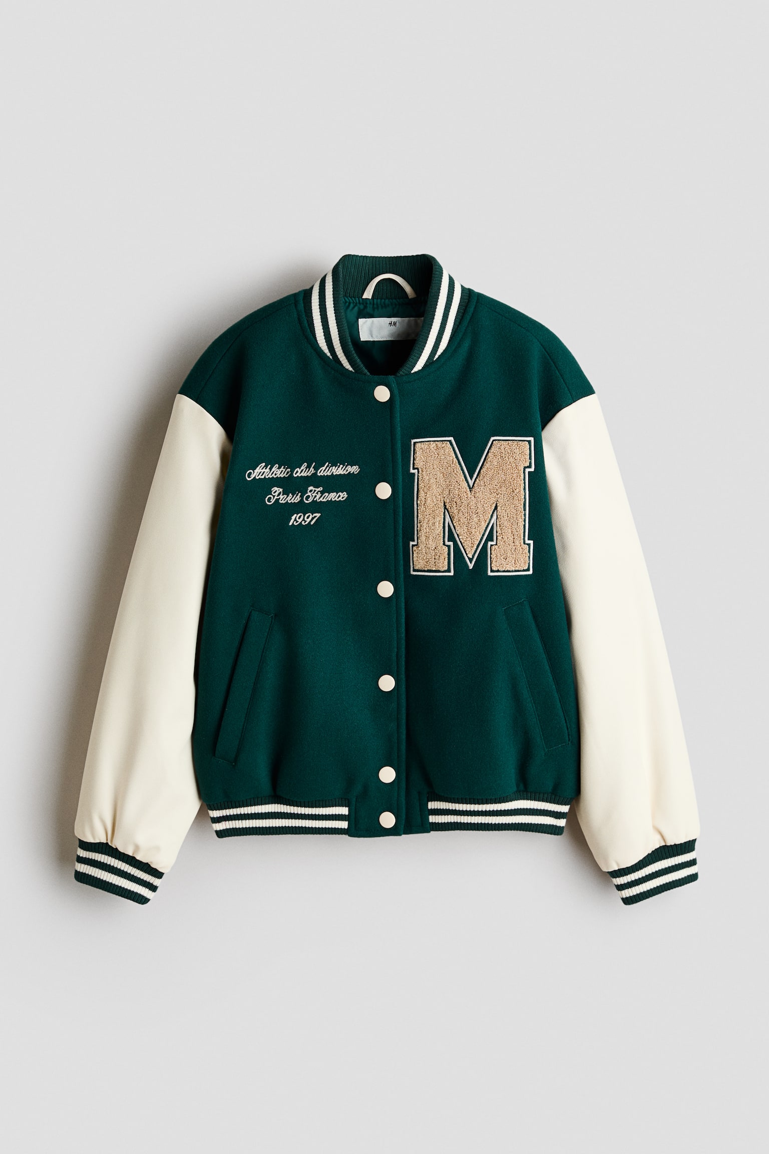 Appliquéd baseball jacket - Dark green/M