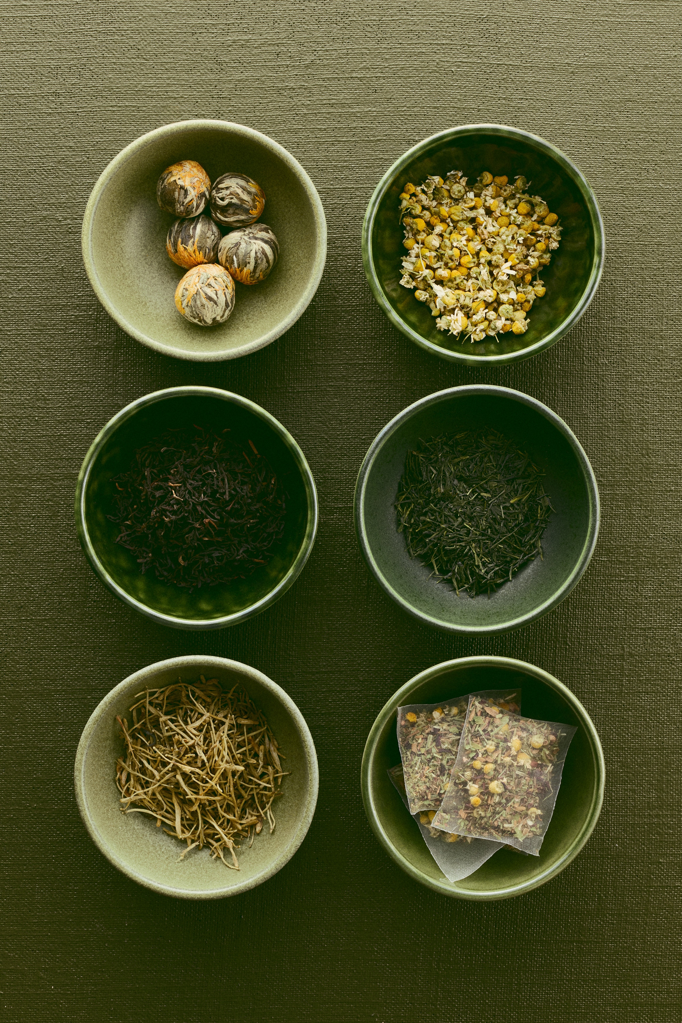 4-Pack Stoneware Bowls - Dark green/Light gray/beige