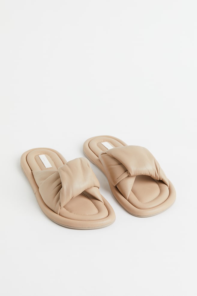 Sandaler i læder - Light beige/Sort - 1