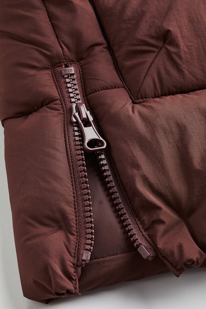 Zip-detail puffer jacket - Dark brown - 2