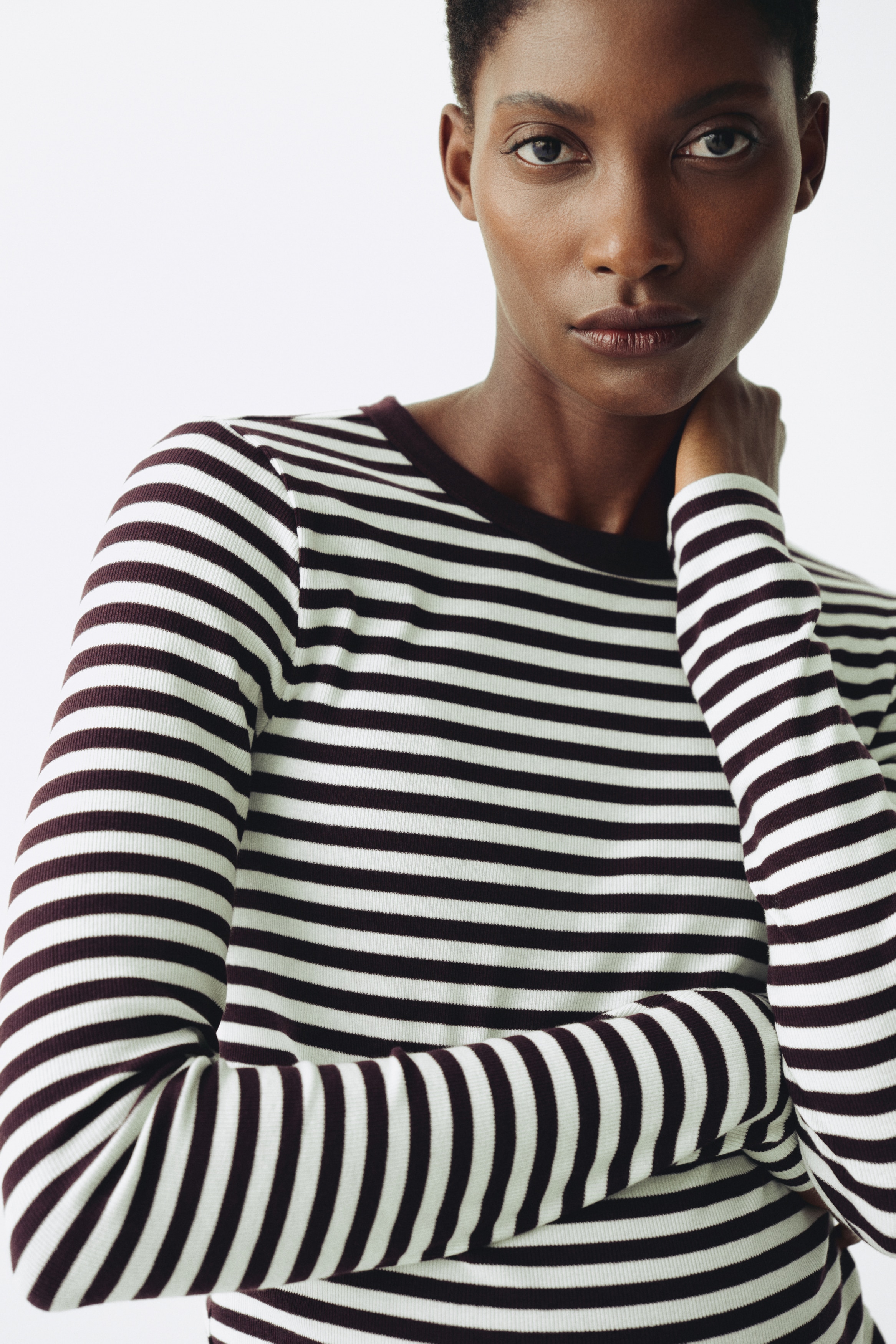 MAMA Majica od rebrastog žerseja - Bordo/pruge/Krem/pruge/Krem/pruge/Mornarsko plava/bela/pruge/Bela/bordo/pruge/Tamnozelena/pruge