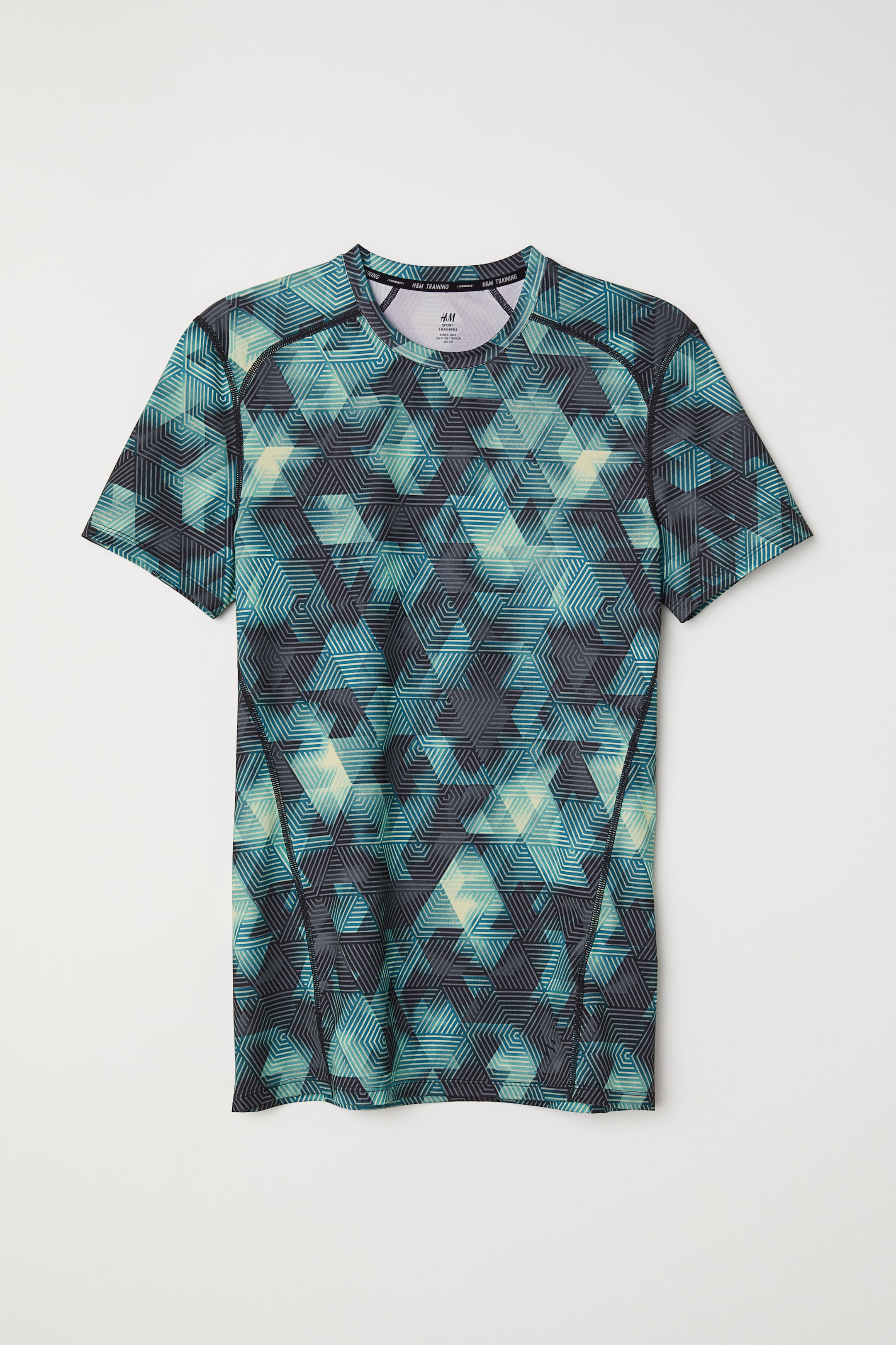Visa större bild: Kortärmad träningströja - Mörk turkos/Mönstrad - HERR | H&M SE 1