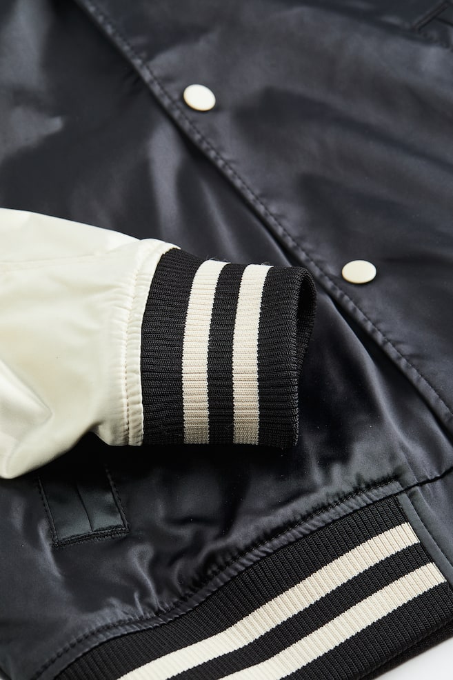 Satin baseball jacket - Cream/Black/Black - 6