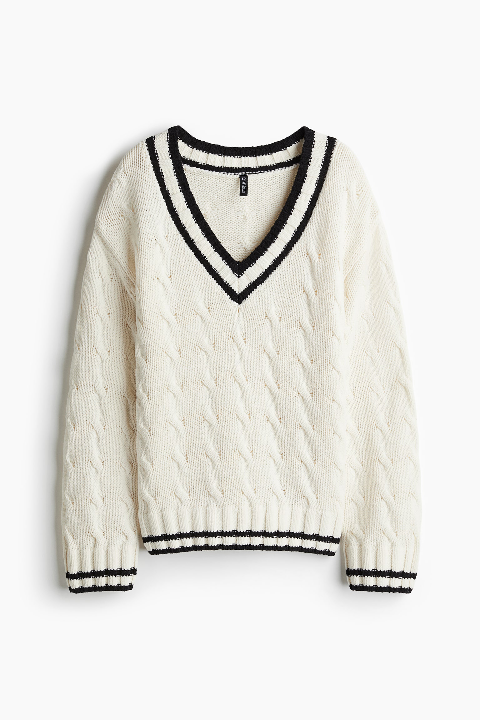 Cable-knit jumper - Cream/Navy blue