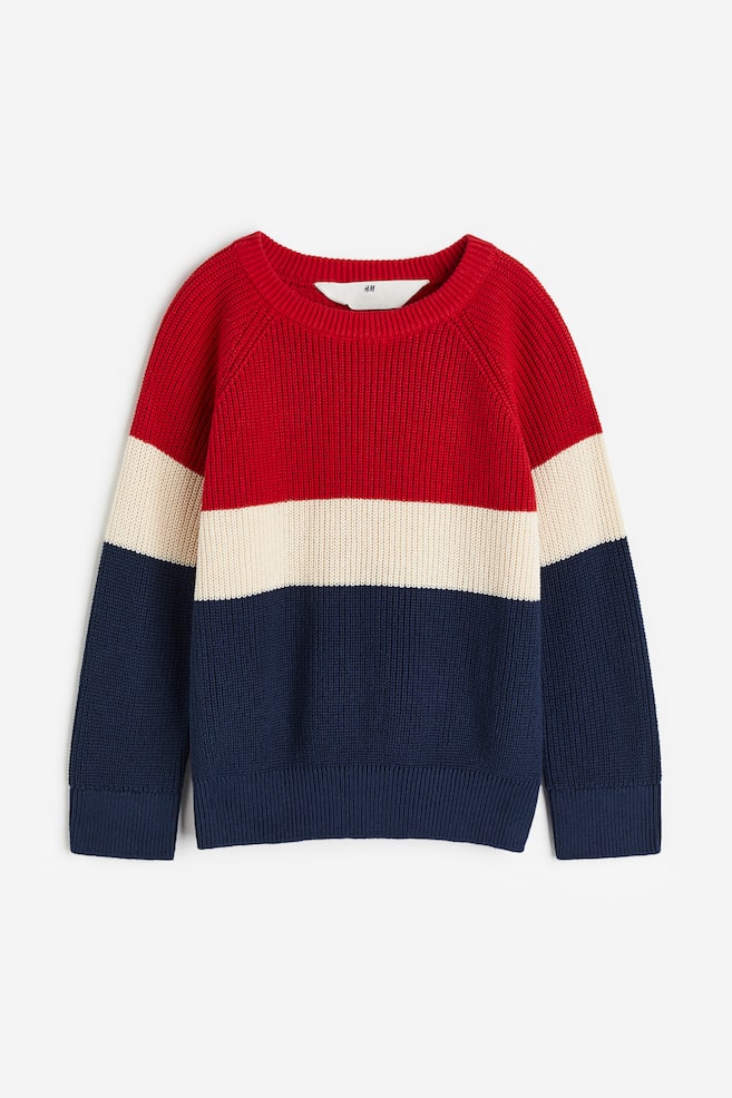 Cotton jumper - Red/Block-coloured/Light beige/Navy blue - 1
