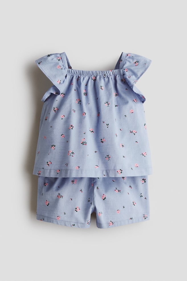 2-Piece Plumeti Muslin Set - Light blue/floral/White/floral - 1