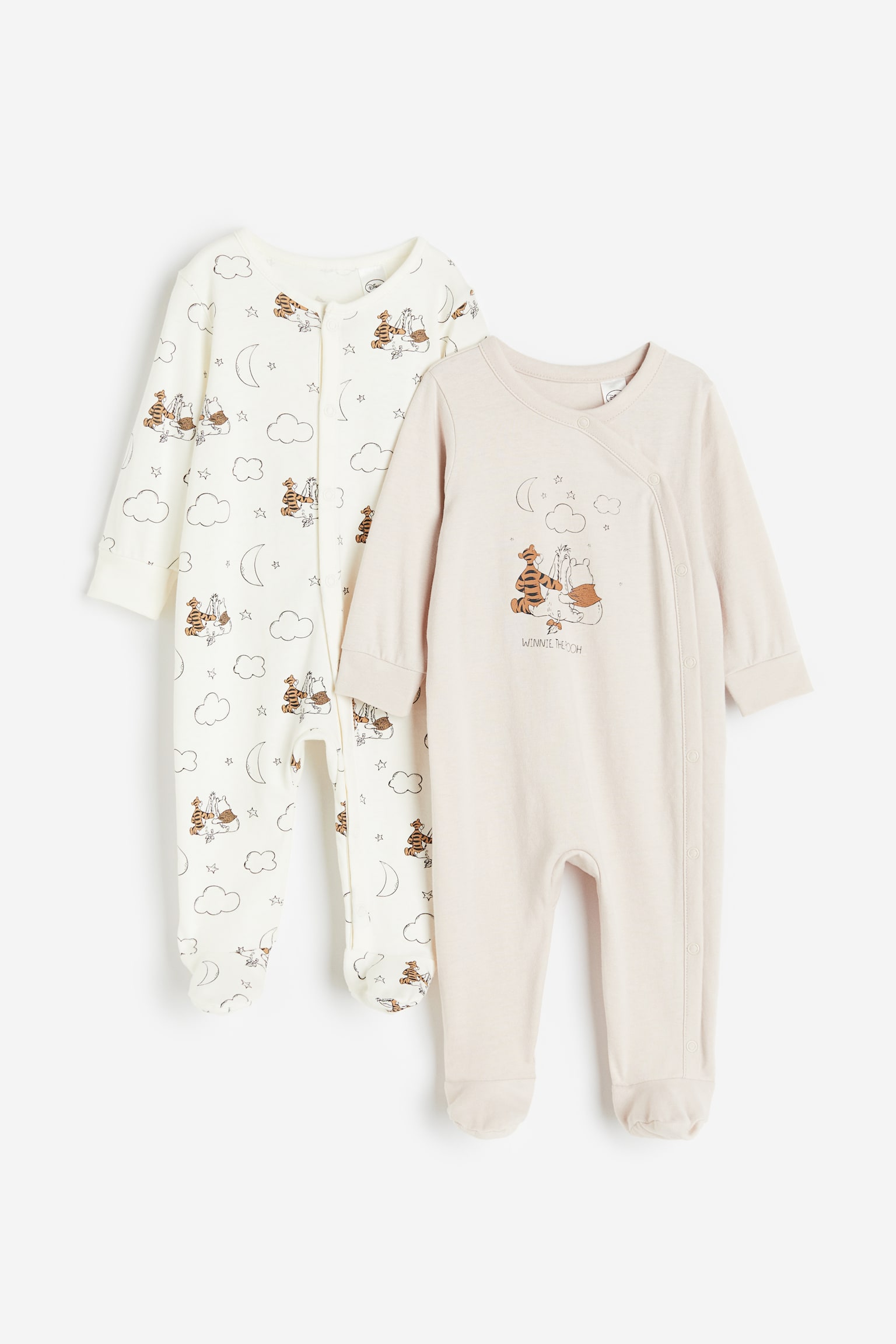 2-pack Pijamas con pies cubiertos - Beige claro/Winnie the Pooh/Blanco/Winnie the Pooh - 1