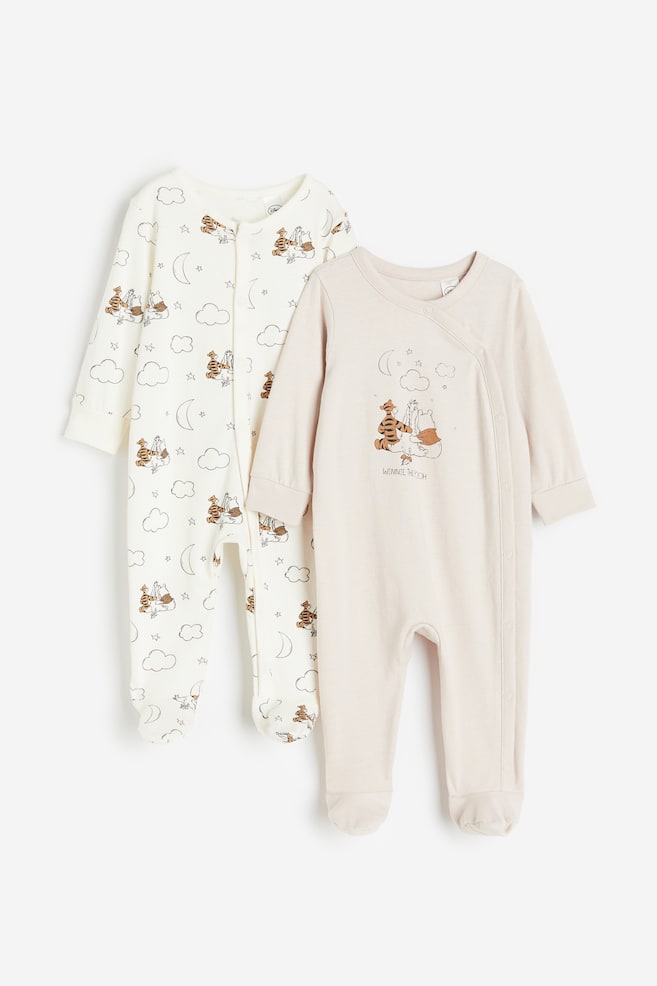 Lot de 2 pyjamas avec pieds - Beige clair/Winnie l'ourson/Beige clair/Winnie l'ourson - 1