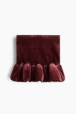 Smockad velourkjol