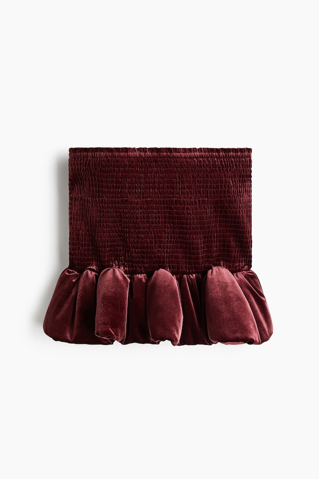 Smocked velour skirt - Burgundy/Black - 1