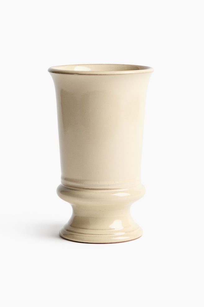 Vase en terre cuite avec glaçure réactive - Beige clair - 1
