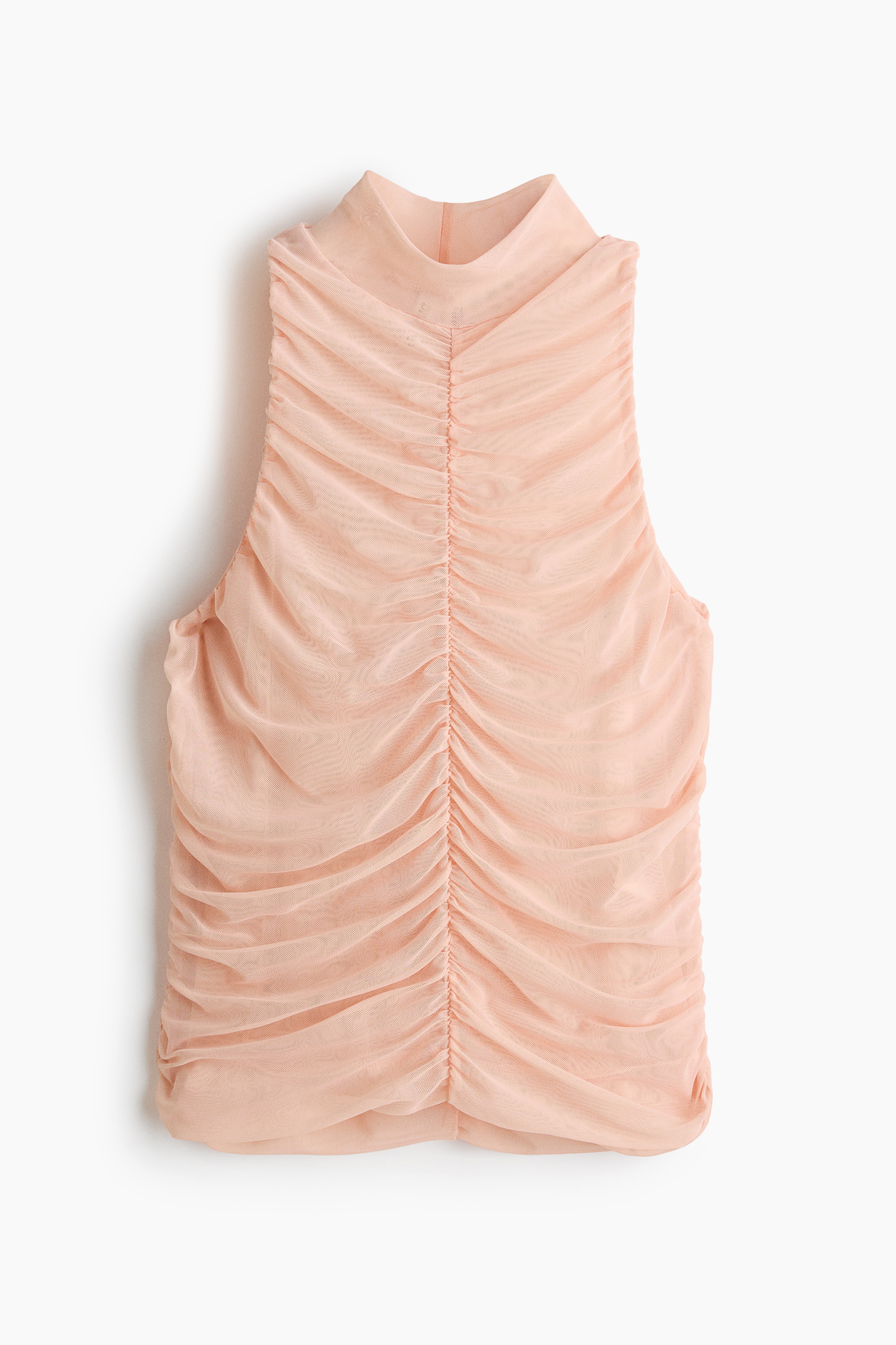 H & M - Mesh-Top mit Raffungen - Orange - Damen