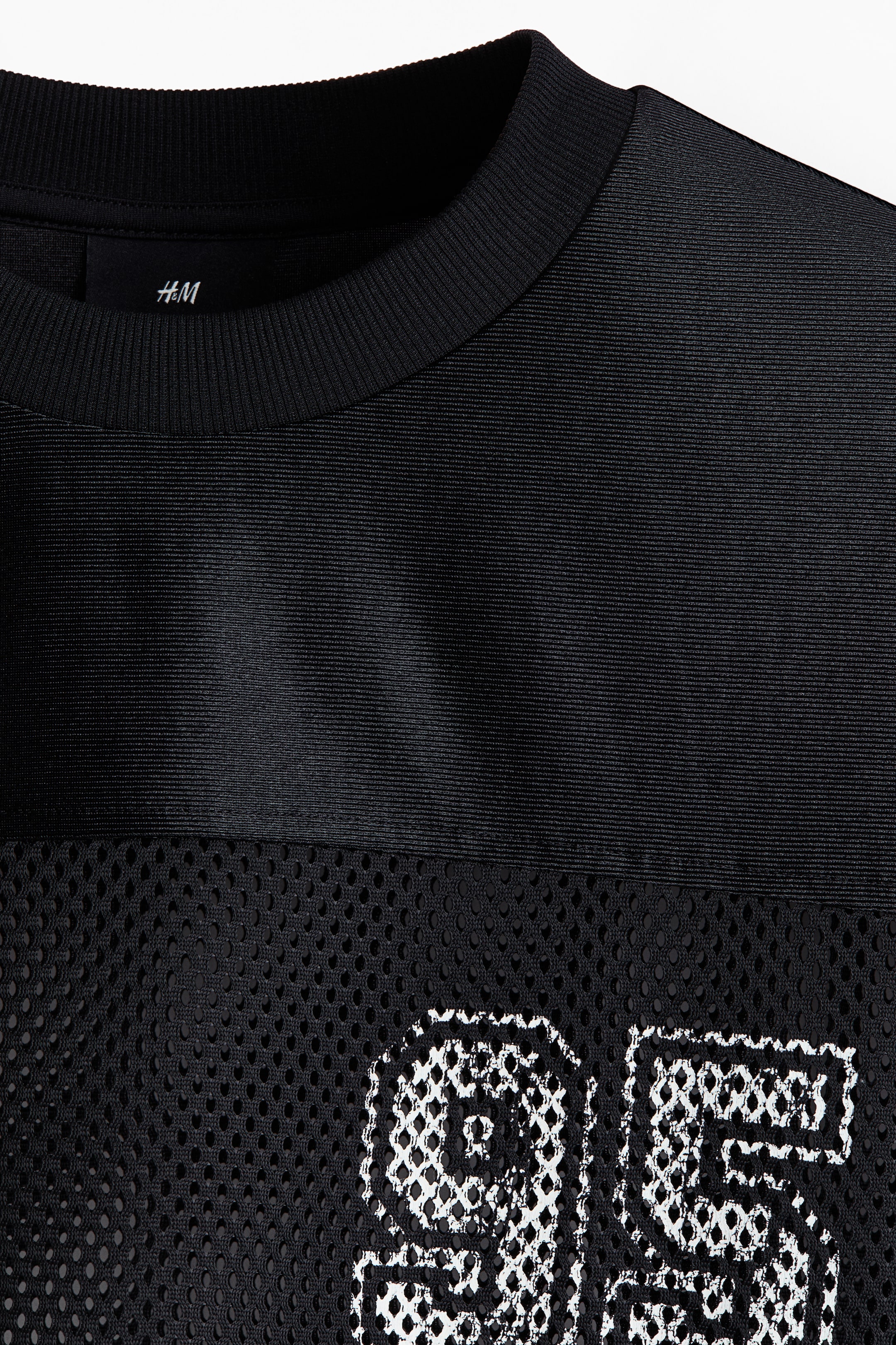 Loose-Fit Printed Mesh T-Shirt