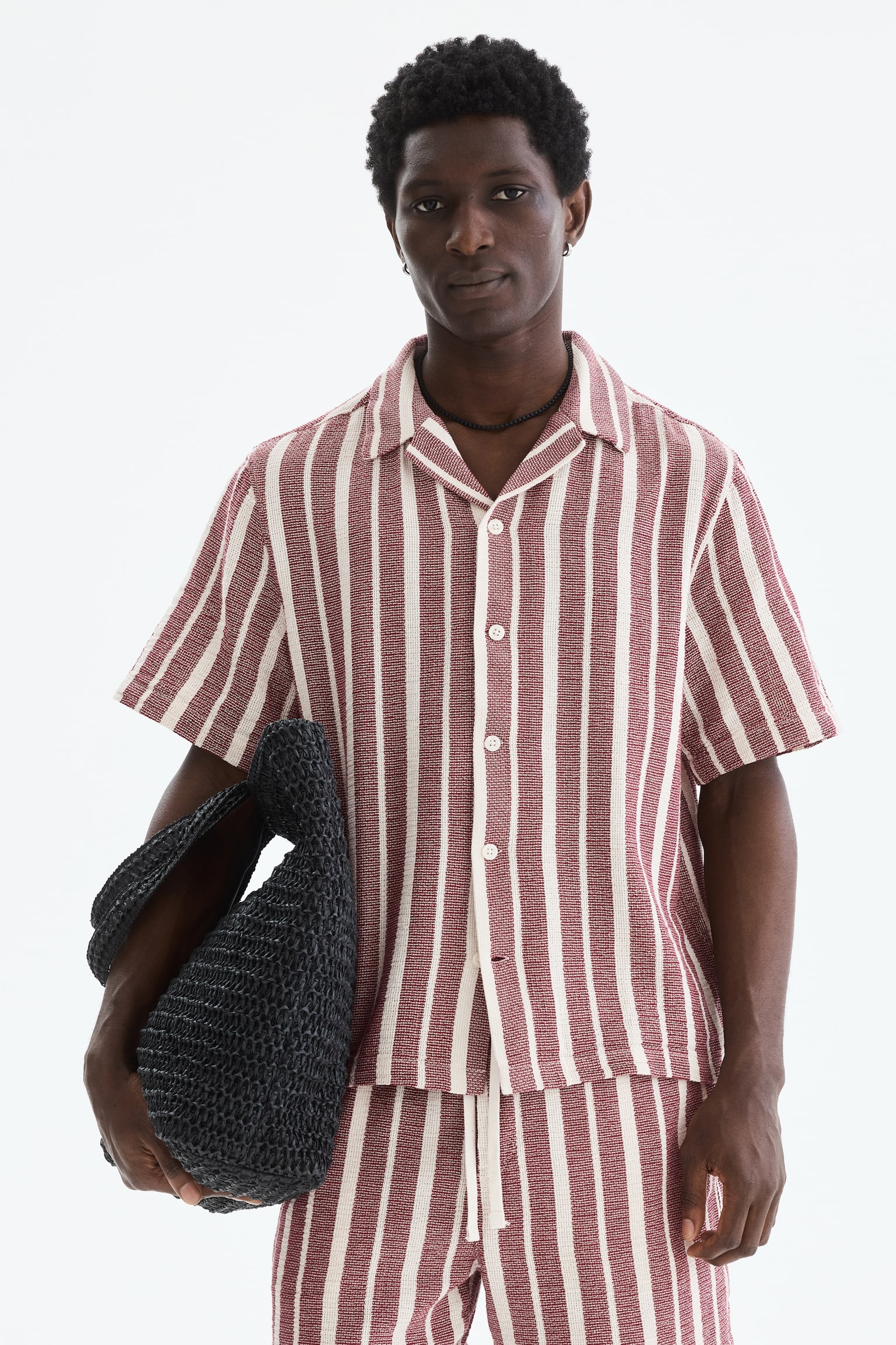 חולצה Regular Fit - אדום כהה/פסים/שחור/פסים/חום כהה/פסים - 1