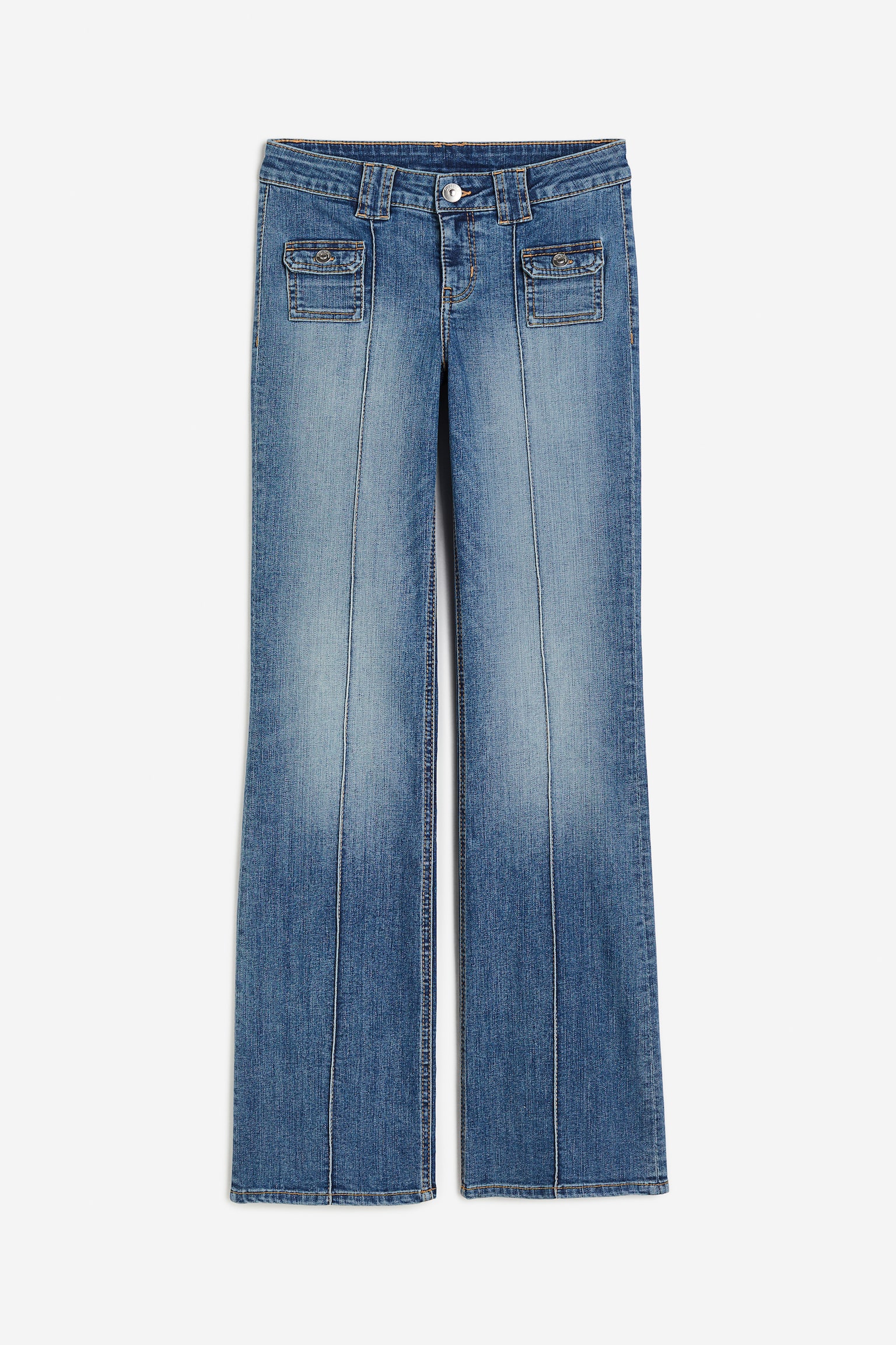 Flared Low Cargo Jeans - Denim blue/Light denim blue - 1