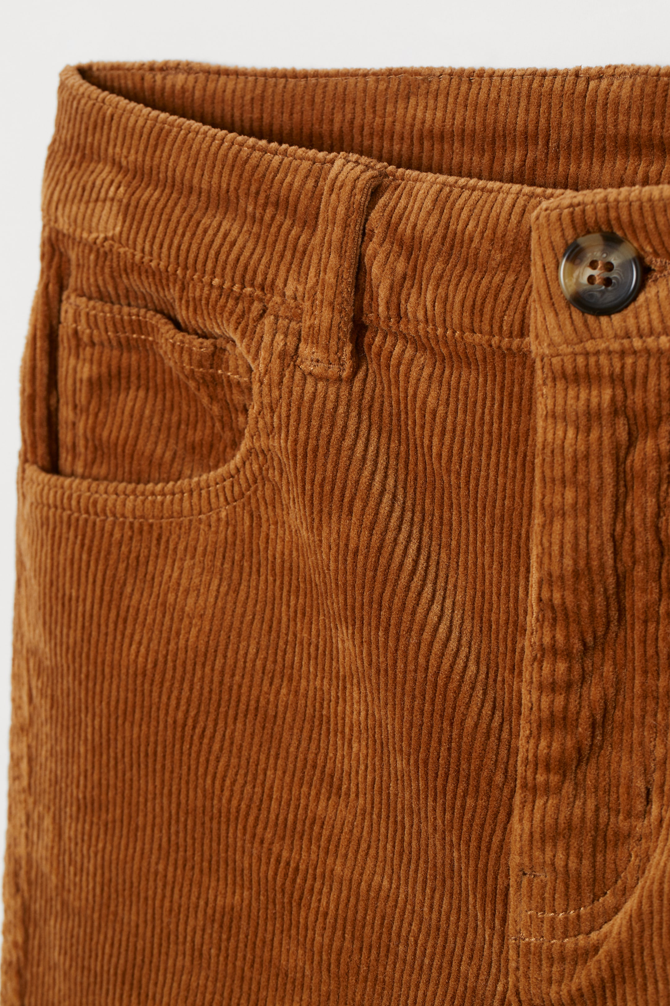 Ankle-length corduroy trousers - High waist - Ankle length - Dark beige ...