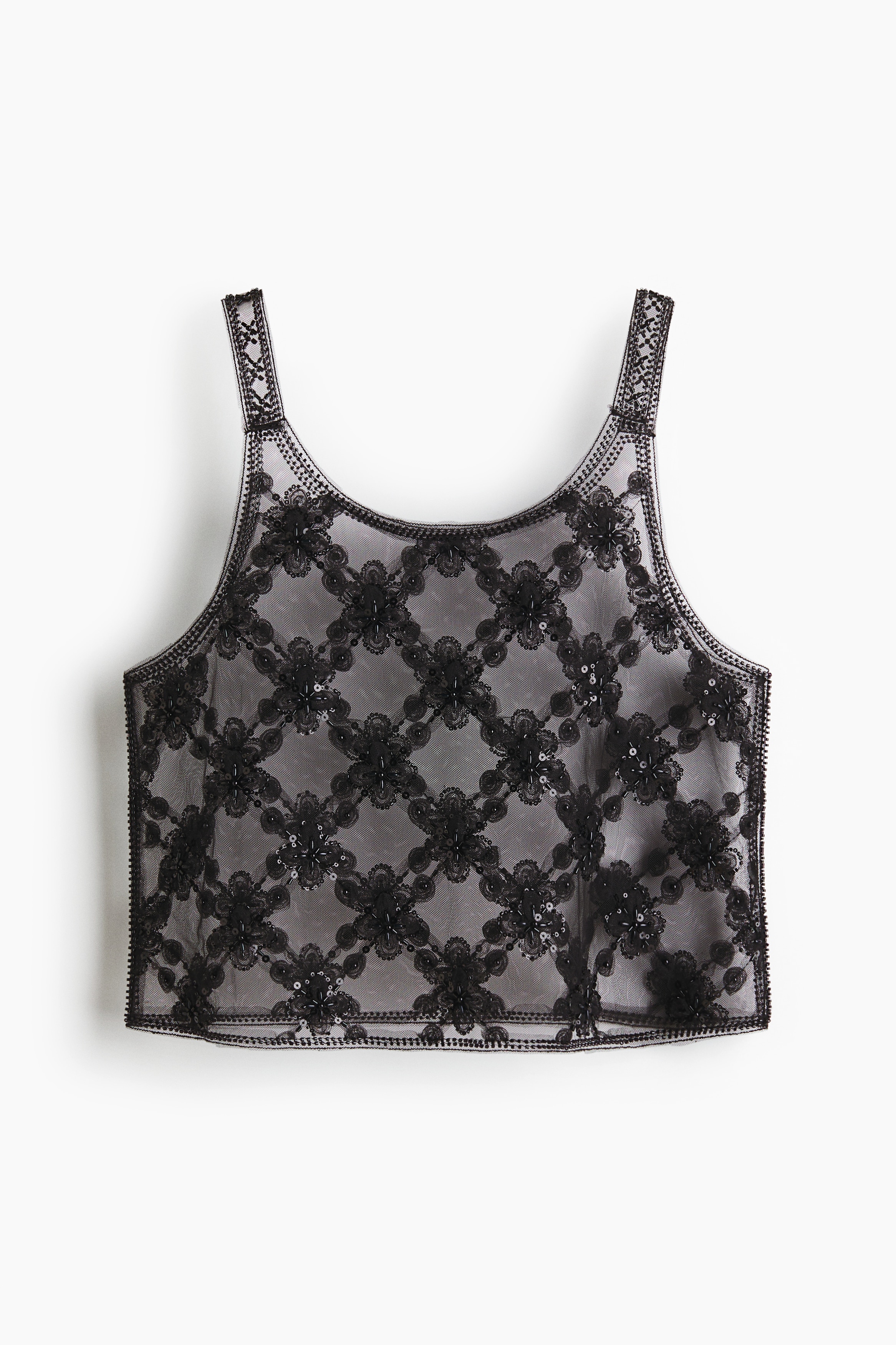 Haut ornementé en filet - Noir