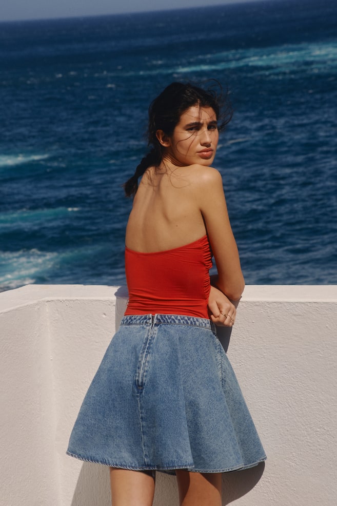 Circle-cut denim skirt - Denim blue - 4