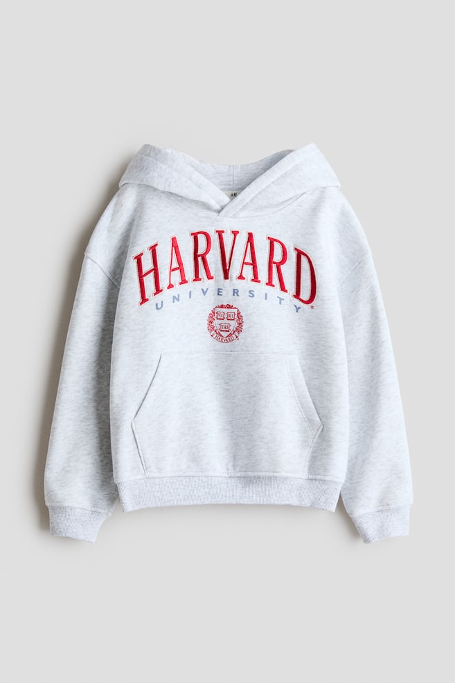 Embroidered Hoodie - Light gray/Harvard University - 1