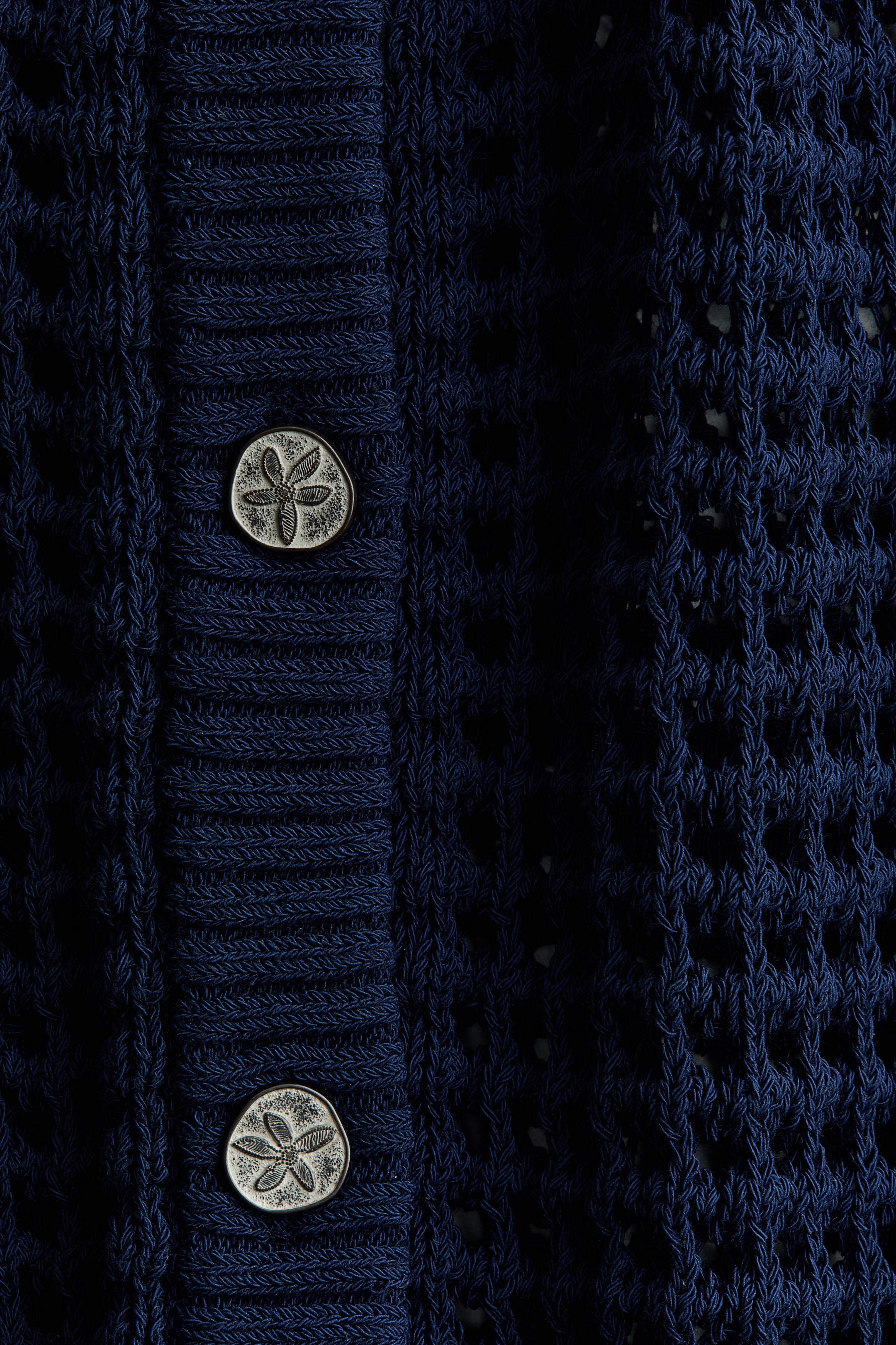 Rope-Detail Open-Knit Cardigan