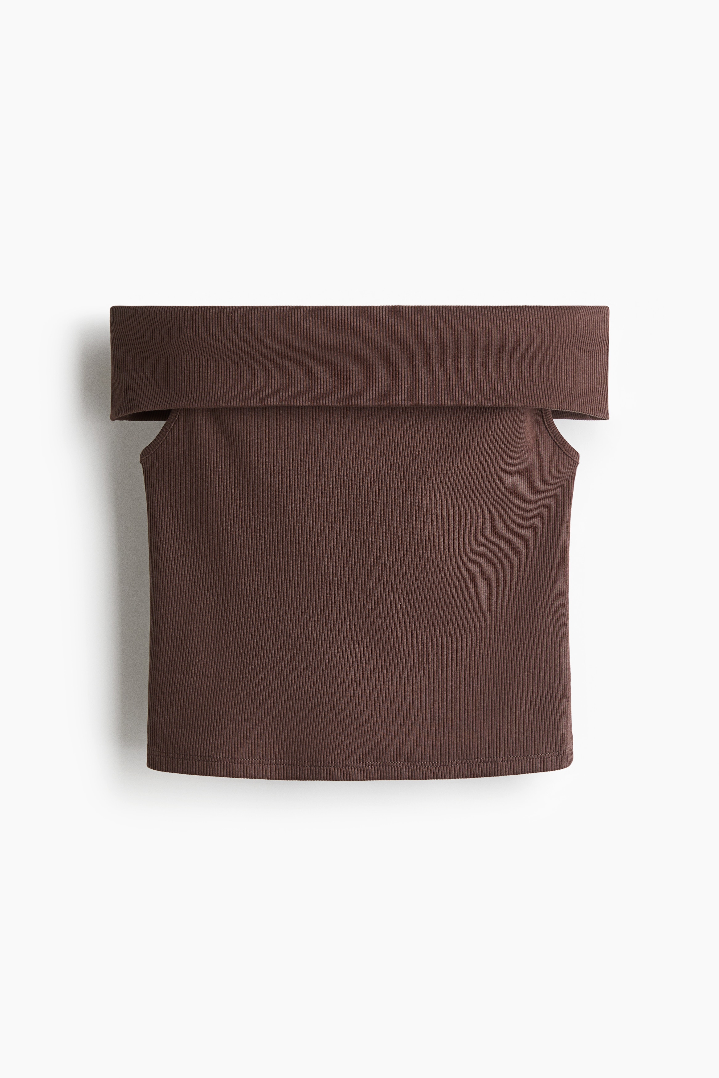 Ribbed off-the-shoulder top - Brown/Black/White/Striped