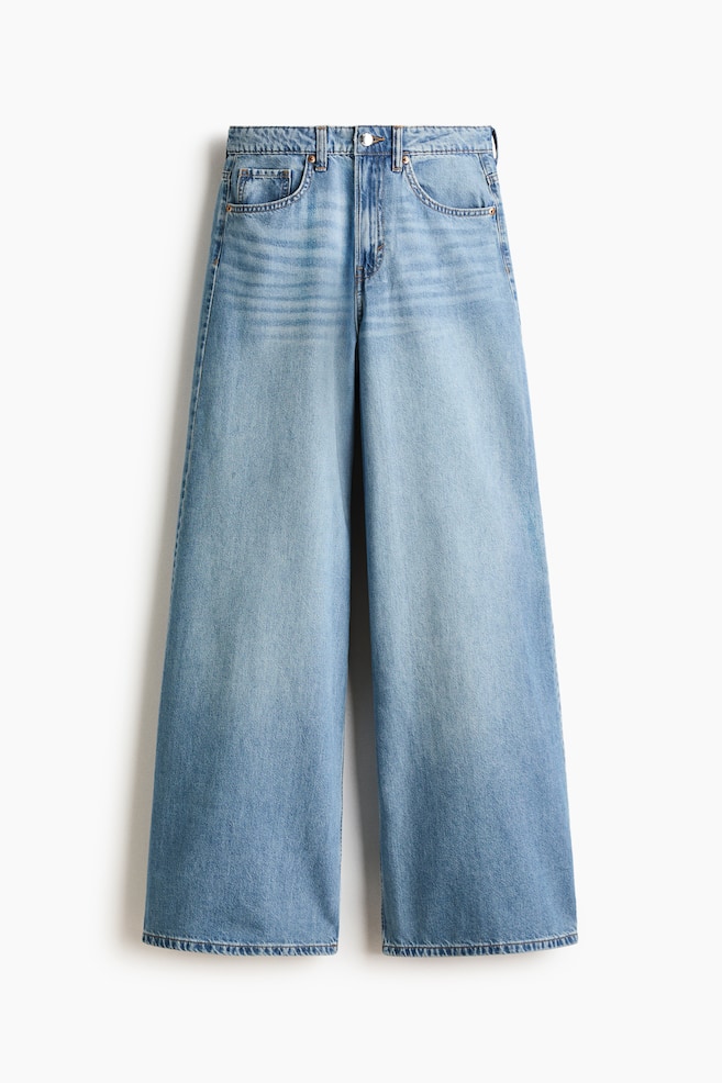 Wide High Waist Jeans - Denim blue/Denim blue/Dark denim blue/White - 1