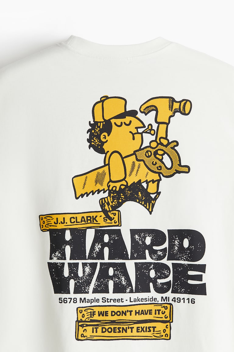 Loose Fit Printed T-shirt White/Hardware Men H&M US