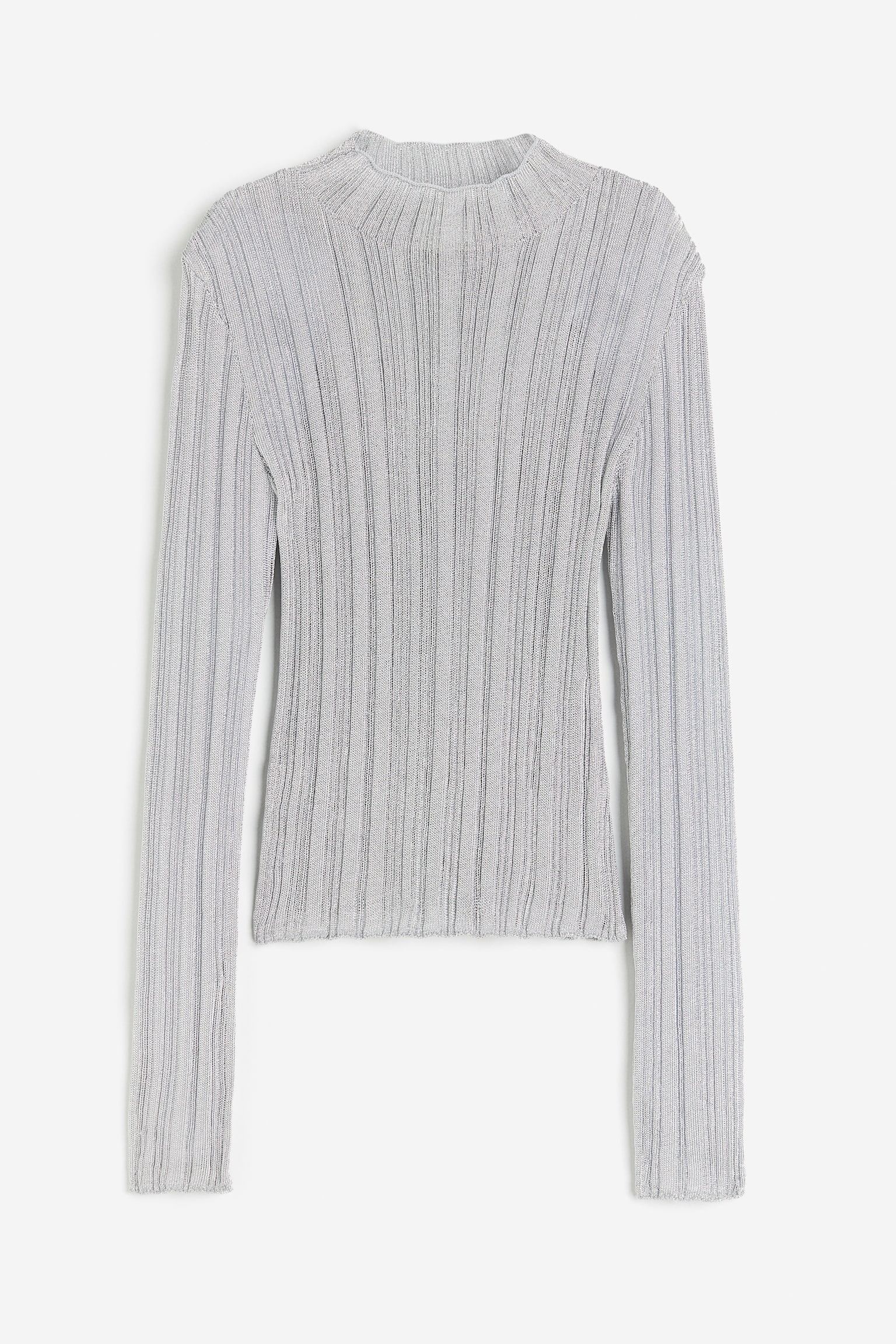 Shimmering rib-knit jumper - Silver-coloured - 1