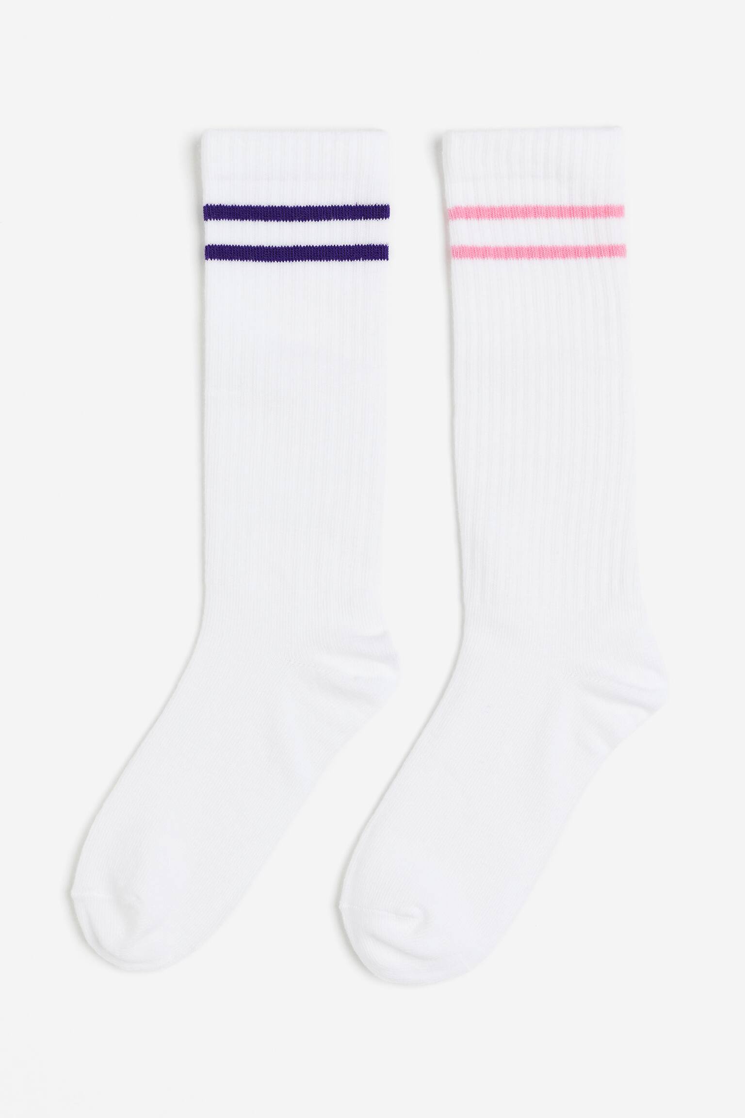 2-pack sports socks in DryMove™ - White/Striped