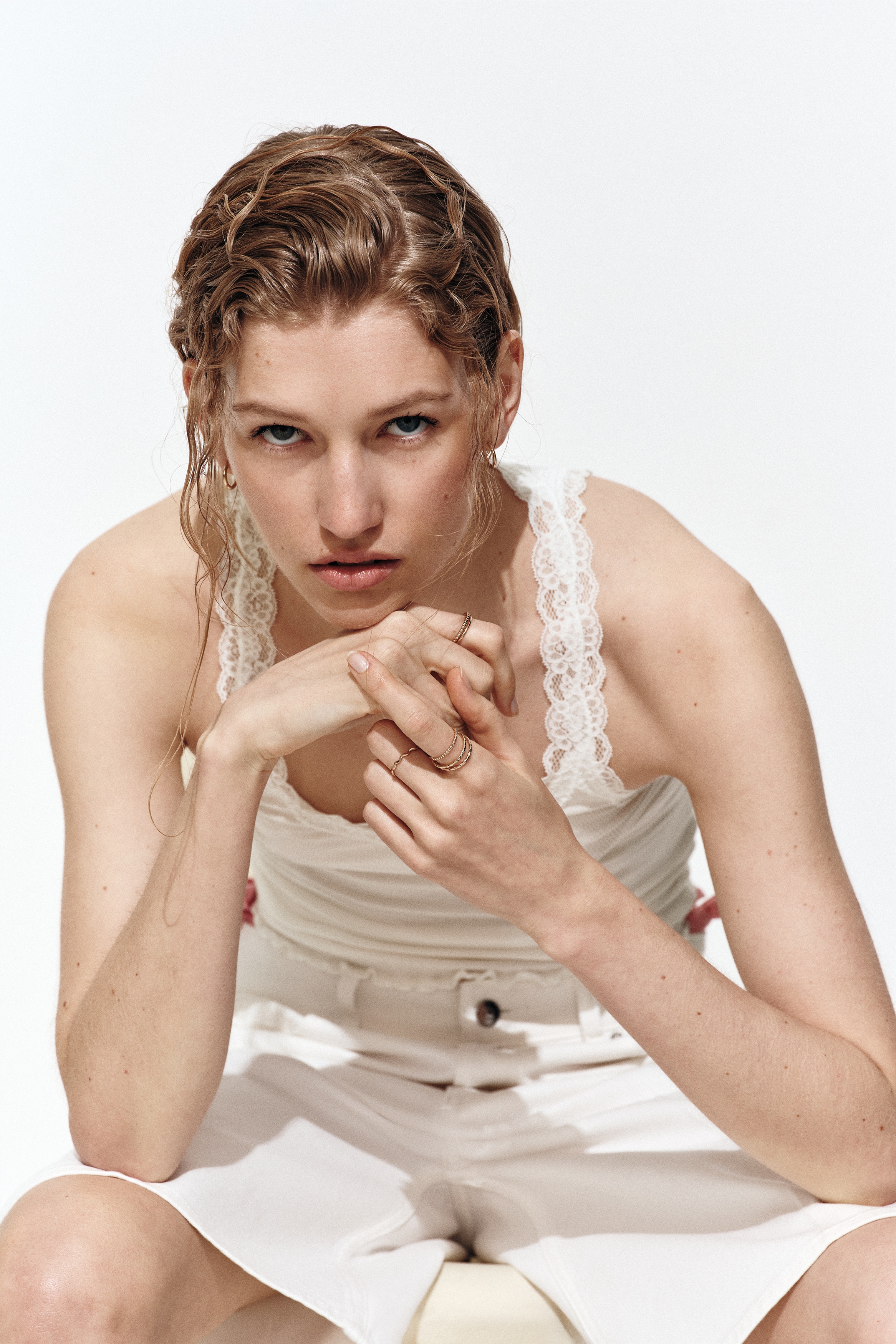 Lace-Trimmed Viscose-Blend Tank Top-White