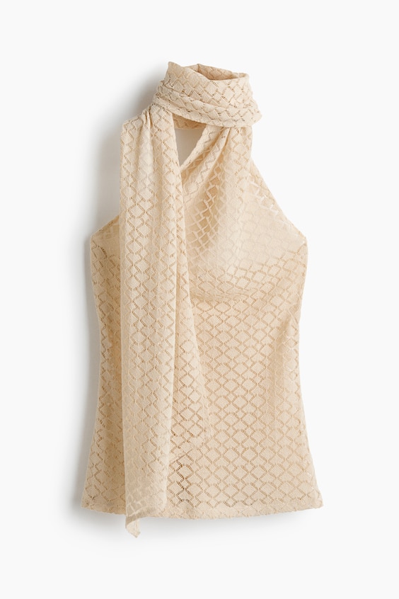 Женские топы H&M Crochet-Look Scarf-Collar Top
