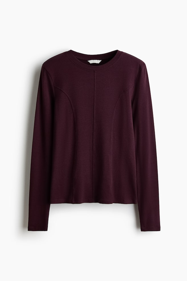 Long-Sleeved Jersey Top - Dark purple/Black/White - 1