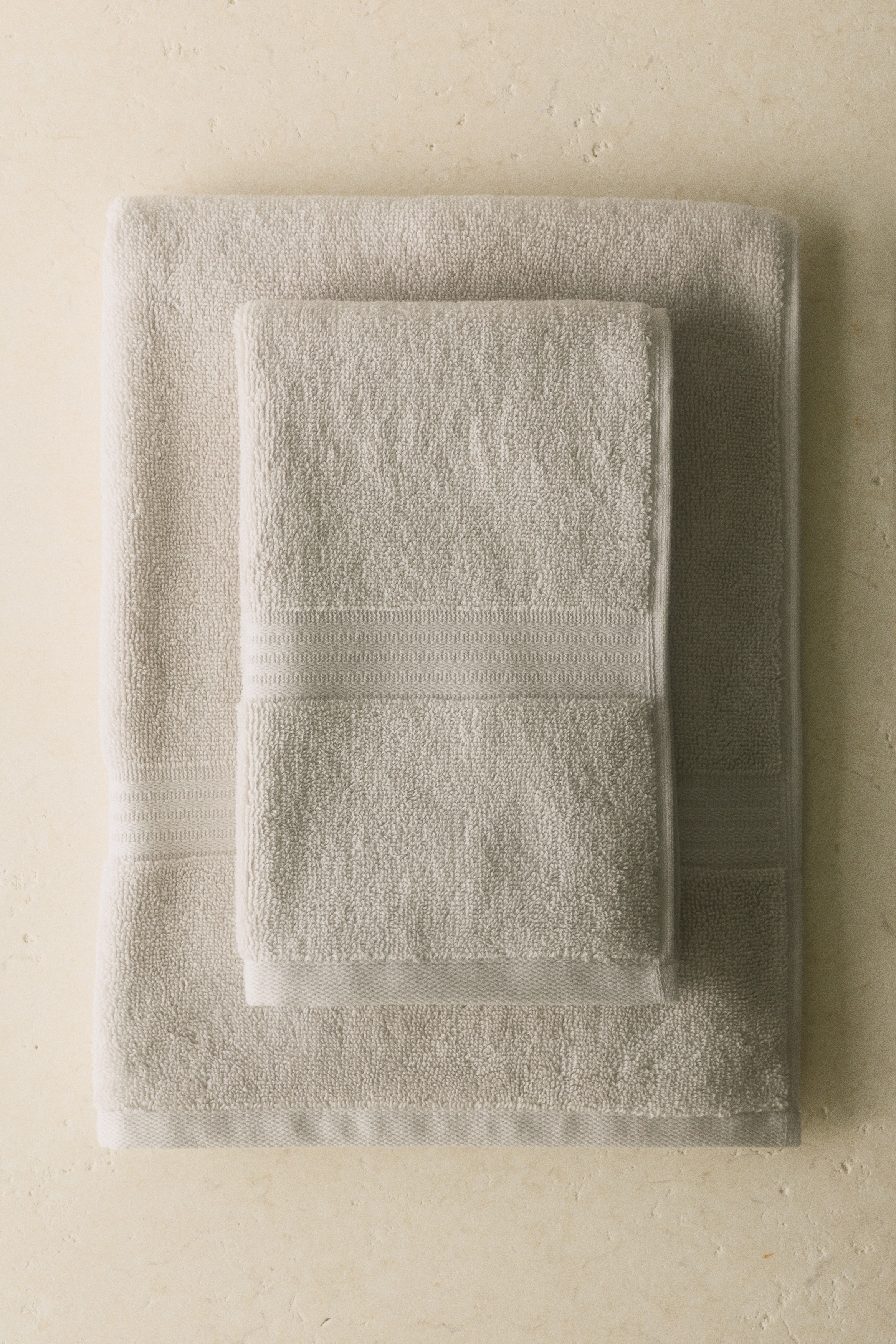 2-pack Egyptian cotton guest towels - Light grey/Light beige/White