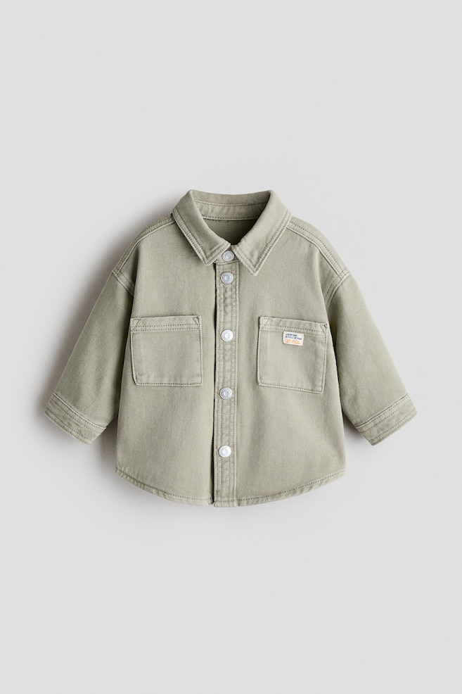 Cotton twill overshirt - Light khaki green/Light dusty green/Denim blue/Dark brown - 1