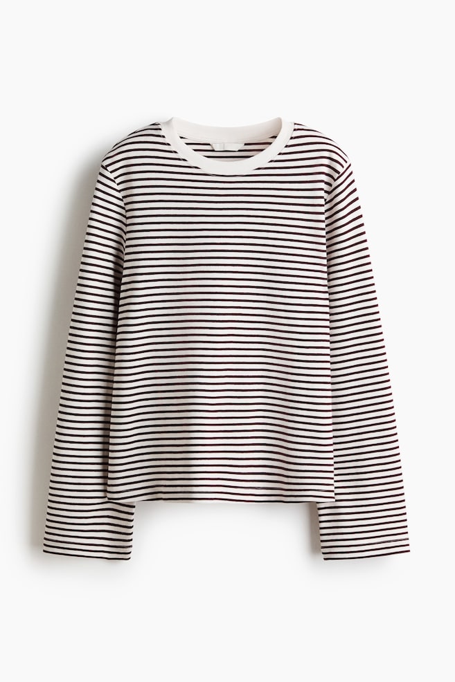 Camiseta de punto de manga larga - Crema/Rayas burdeos/Blanco/Azul marino/Rosa oscuro - 1