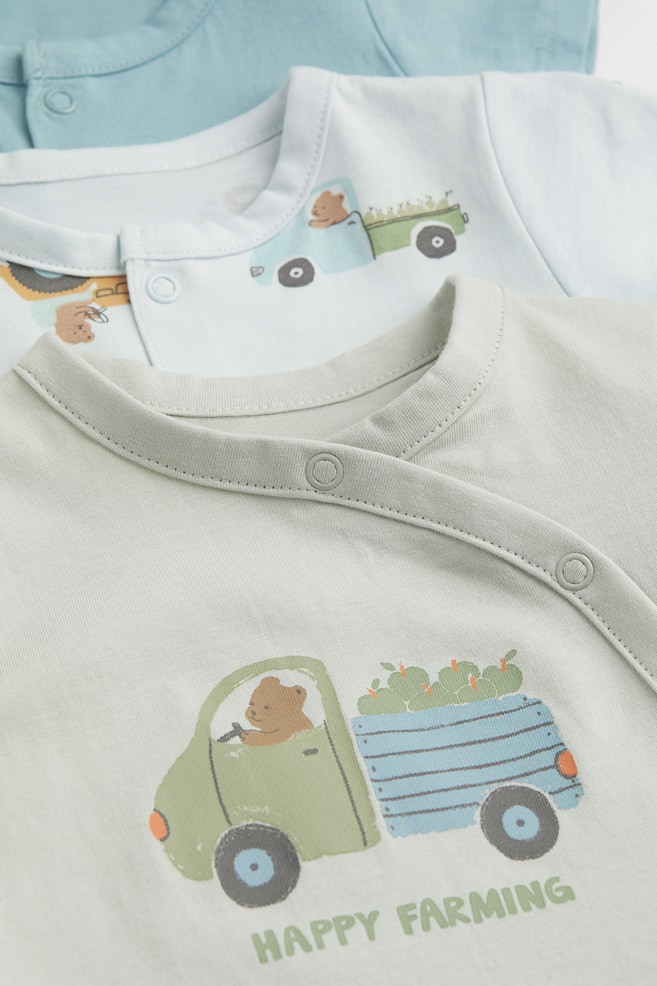 3-pack cotton pyjamas - Light grey/Vehicles/Pistachio green/Strawberries/Dark blue/Anchors/Light green/Frogs/dc/dc - 2