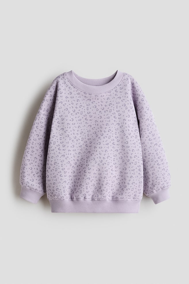 Oversized brushed-inside sweatshirt - Dusty purple/Leopard print/Light dusty pink/Cream/Hearts/White/Hearts/Cream/Dark grey/Hearts/Dark pink/Pink/Hearts/Blue/Hearts/White/Hearts/Light purple/White/Hearts/Cream/Spotted/Light pink/Hearts/Pink/White striped - 1