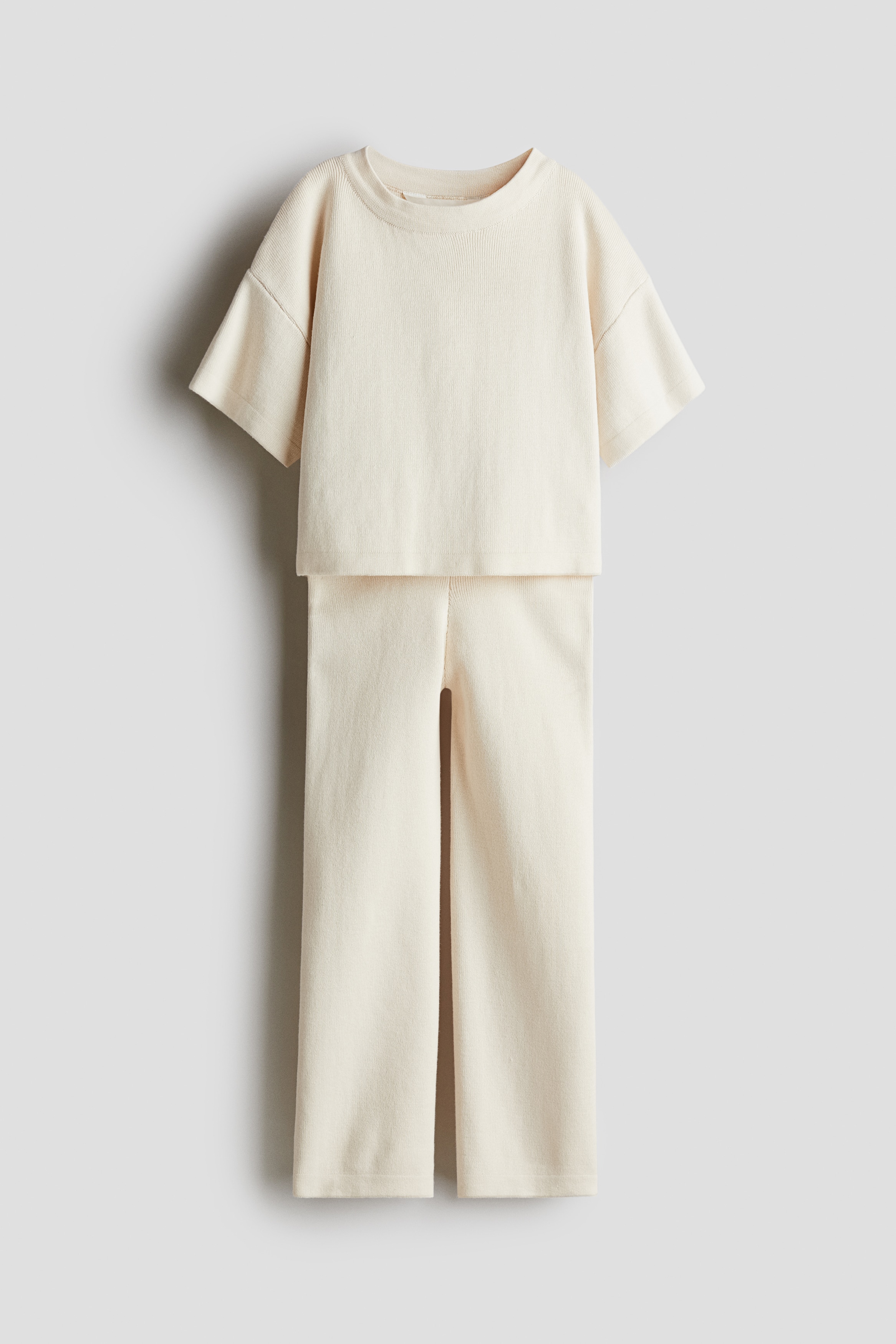 2-teiliges Set aus Baumwollfeinstrick - Cremefarben