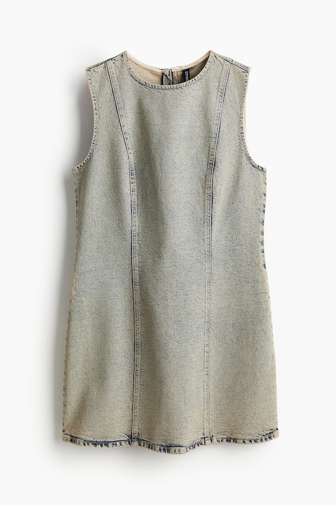 Twillkleid in A-Linie - Blasses Denimblau/Hellbeige/Cremefarben - 1