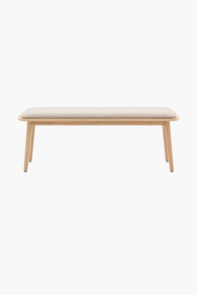 Upholstered Wooden Bench - Natural - 1