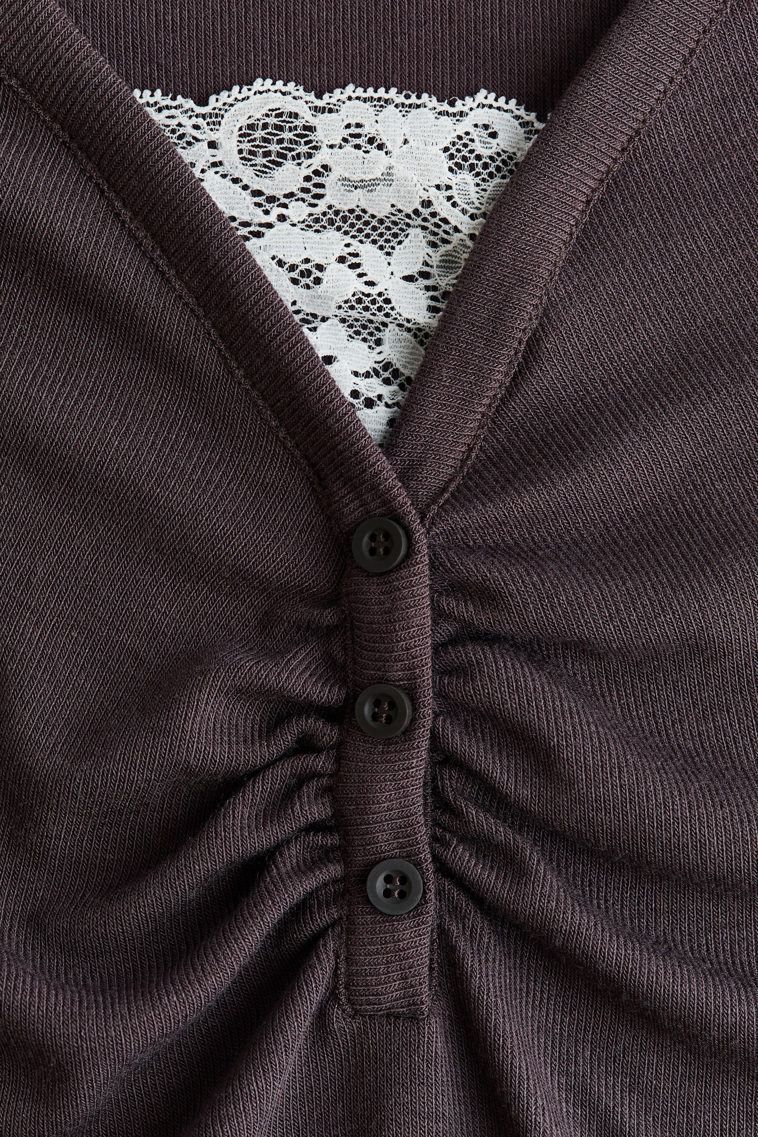 Женский топ H&M Lace-Detail Top, цвет: Тёмный серо-коричневый — фото 6