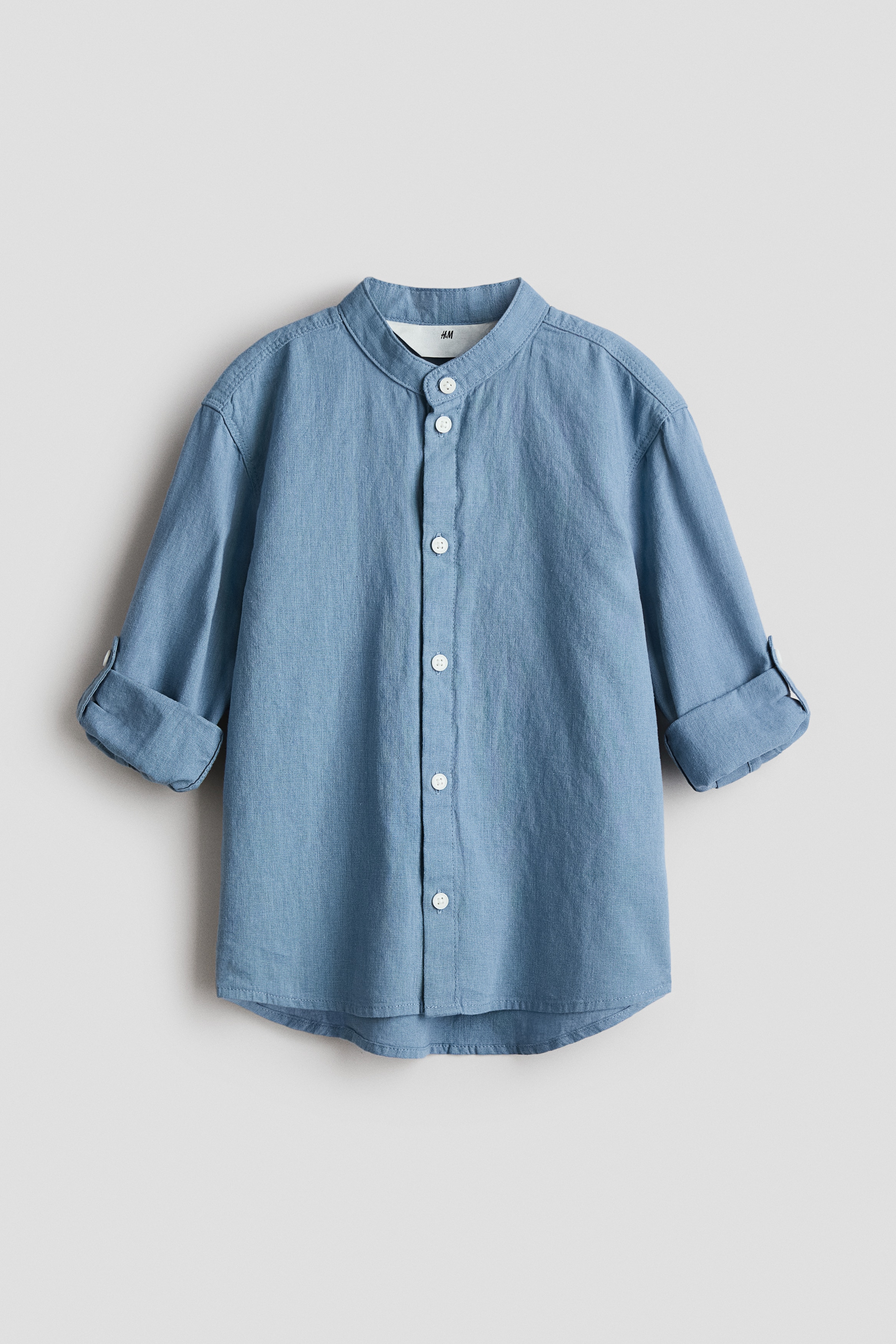 H & M - Grandad-Hemd aus Leinenmix - Blau - Kinder
