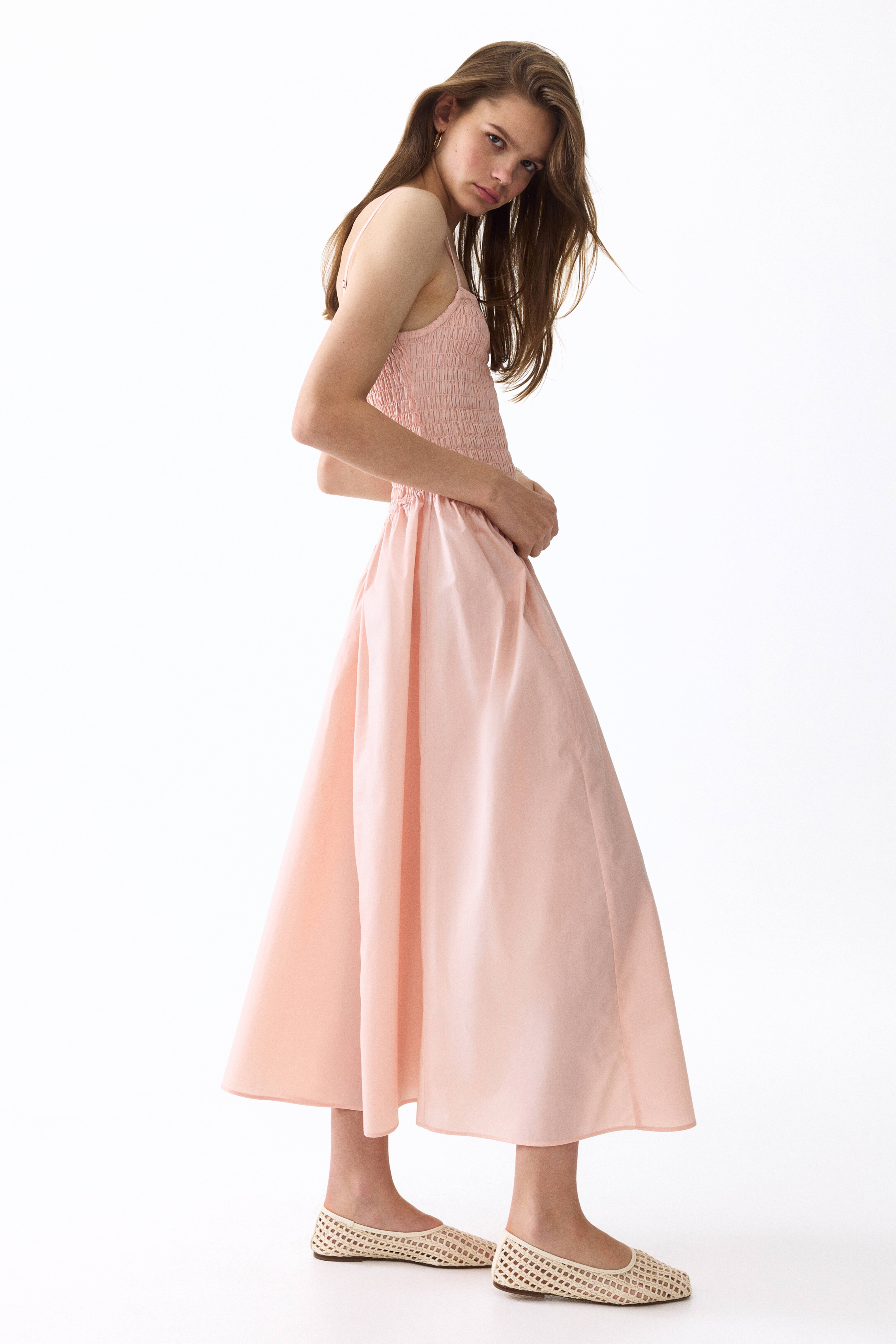 Smocked Dress with Flared Skirt