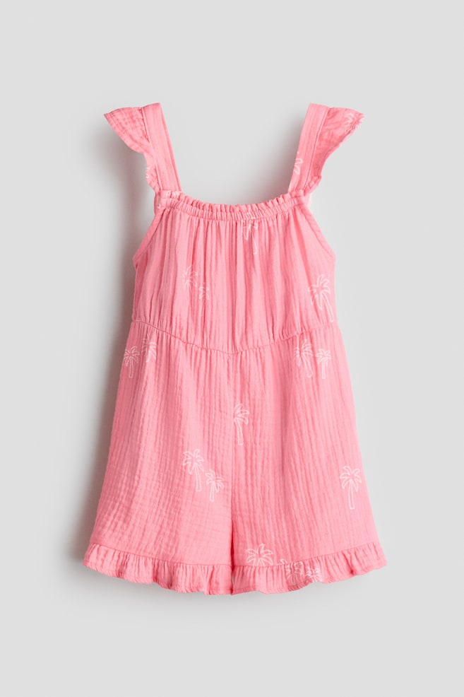 Cotton muslin jumpsuit - Pink/palm trees/Cream/pineapples - 1