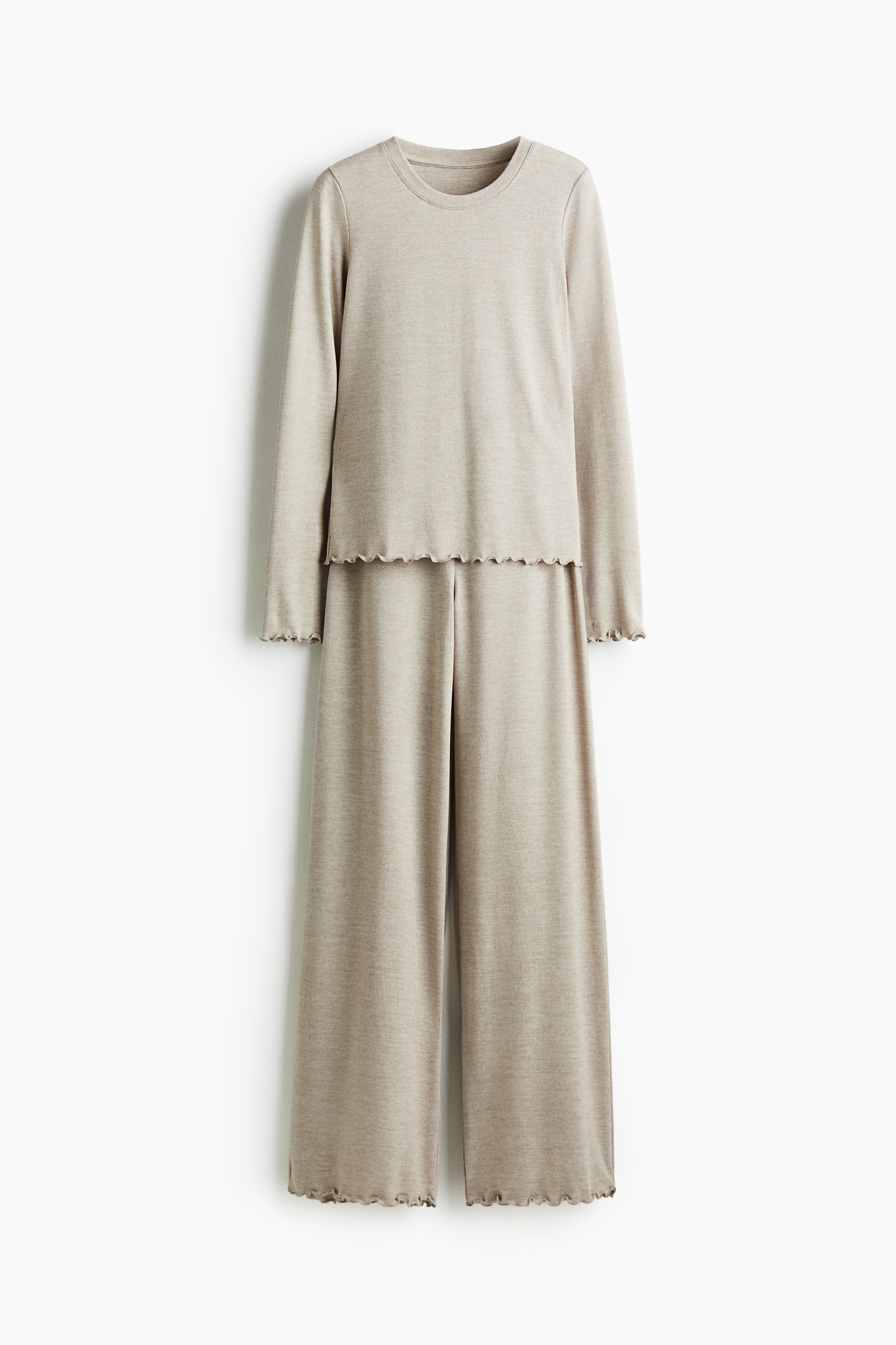 Brushed jersey pyjamas - Beige marl/Black/Mole marl/White/Powder pink/Dark brown