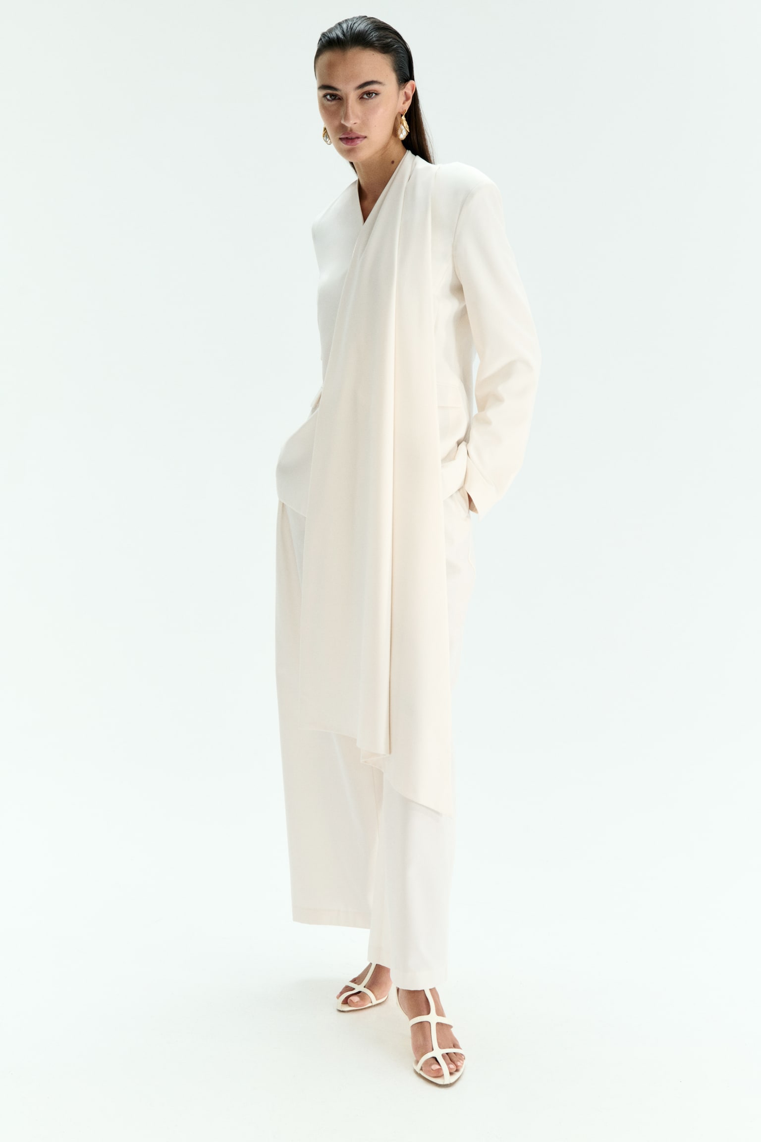 Scarf-detail blazer - White - 1