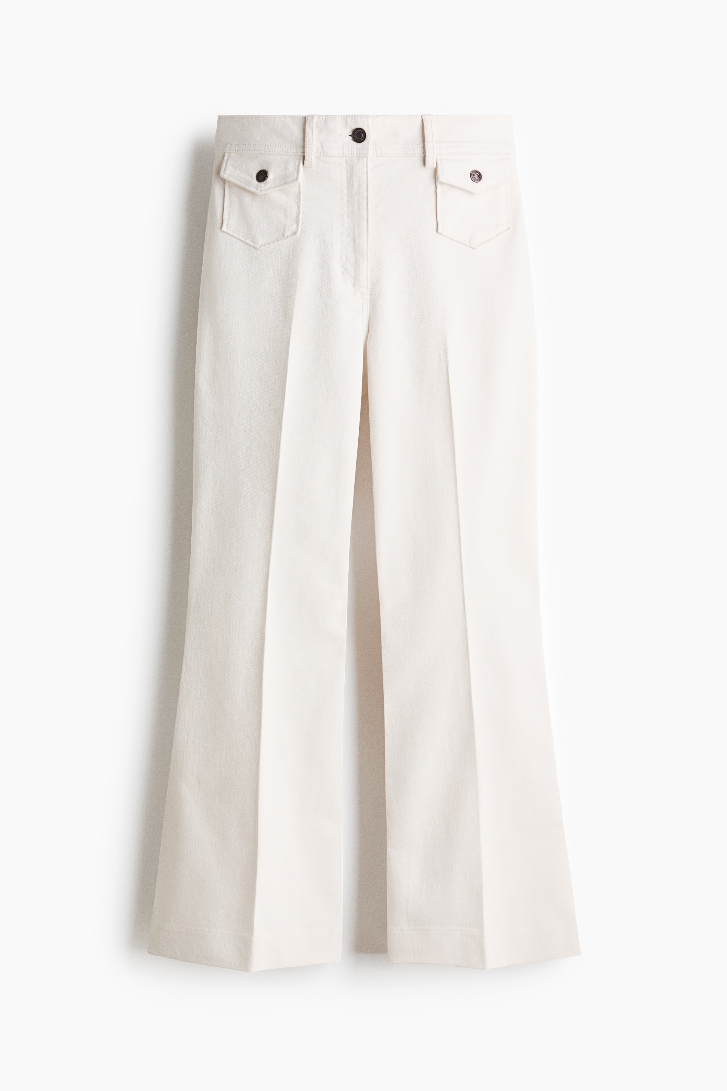 Flared ankle-length trousers - Blanc/Vert kaki