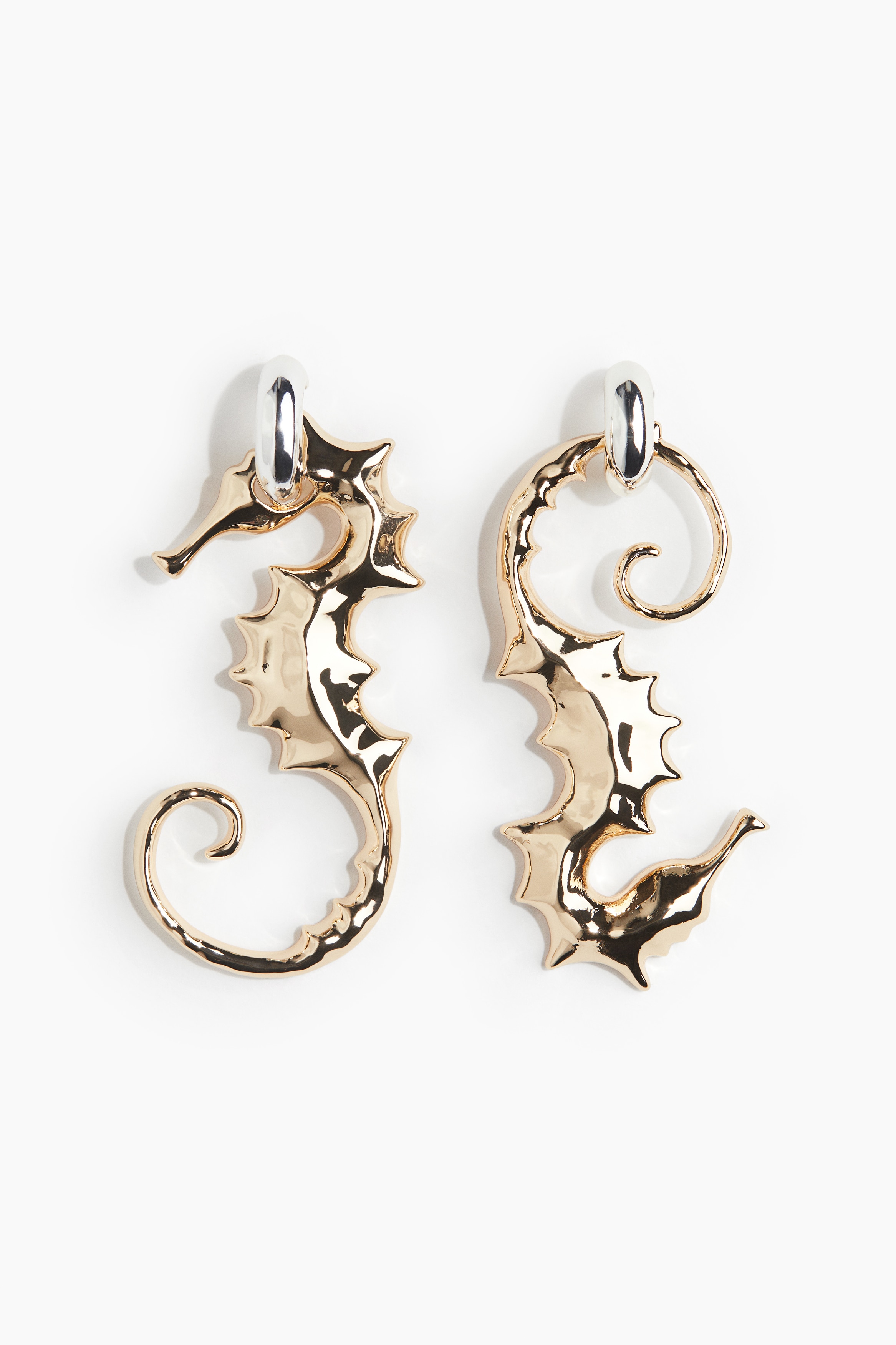 海馬吊墜耳環 - 金色/銀色